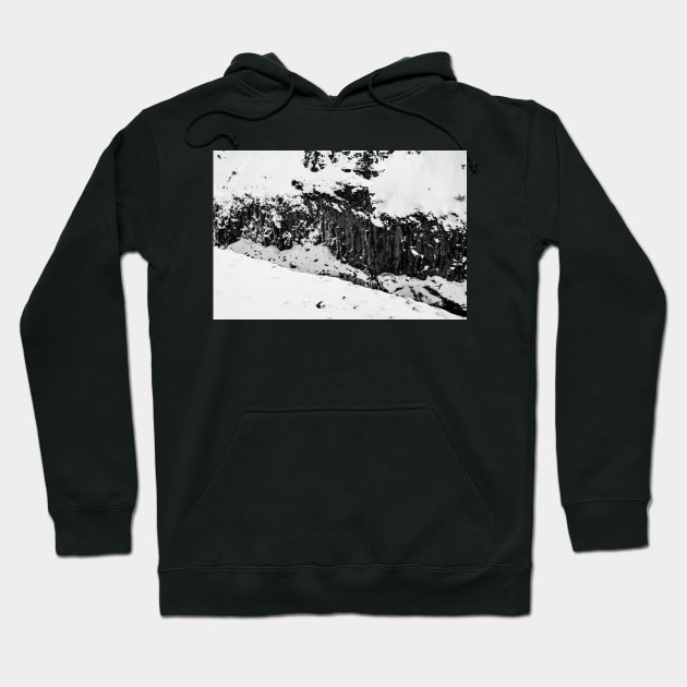 Texture of Basalt Columns and Snow in Iceland B&W Hoodie by Kate-P-